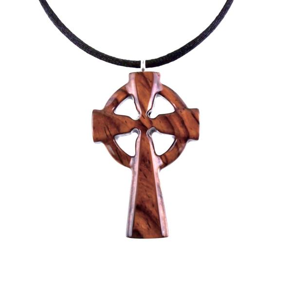 Wooden Celtic Cross Pendant, Hand Carved Celtic Cross Necklace, Wood Cross Necklace Gift for Him, Irish Christian Jewelry