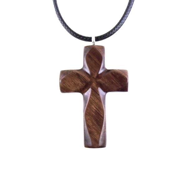 Handmade Wooden Cross Necklace for Men Women, Wood Cross Pendant, Hand Carved Christian Jewelry, One of a Kind Gift for Him Her