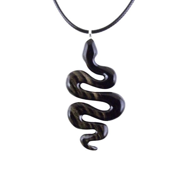 Hand Carved Wooden Snake Pendant, Snake Necklace for Men or Women, Spirit Animal Totem Reptile Wood Jewelry