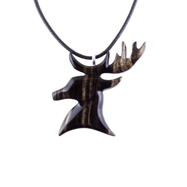 Hand Carved Stag Head Necklace, Wooden Deer Pendant, Woodland Buck Necklace, Mens Jewelry, Spirit Animal Totem Gift for Him