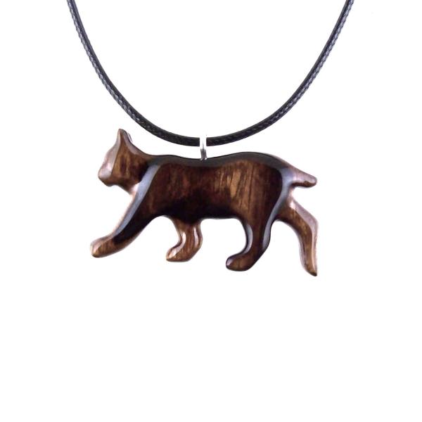 Wooden Bobcat Pendant, Bobcat Necklace, Hand Carved Lynx Necklace, Wood Wildcat Necklace, Totem Spirit Animal Jewelry for Men or Women