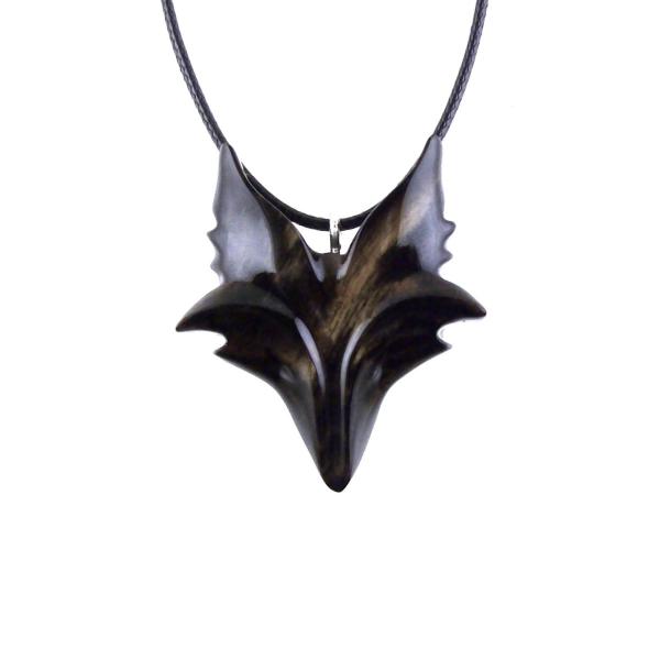 Celtic Fox Necklace, Hand Carved Wooden Fox Pendant for Men or Women, Totem Spirit Animal Gift for Him or Her, Wood Jewelry