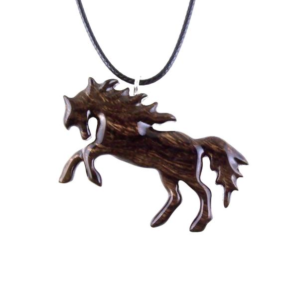 Horse Necklace, Hand Carved Wooden Horse Pendant for Men or Women, Equine Jewelry, Spirit Animal Wood Pendant
