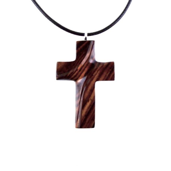Wood Cross Necklace, Hand Carved Wooden Cross Pendant, Christian Jewelry for Men or Women, One of a Kind Gift for Her Him