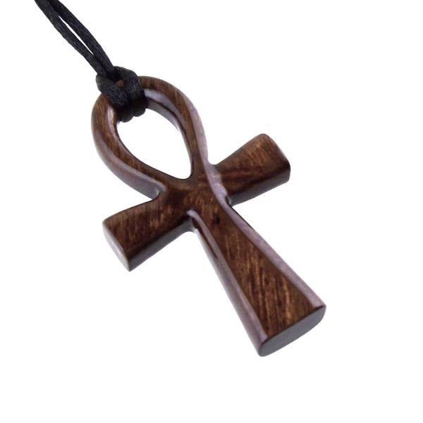 Large Ankh Pendant, Wood Egyptian Ankh Necklace, Wooden Cross Ankh Pendant, Mens African Jewelry, Gift for Him
