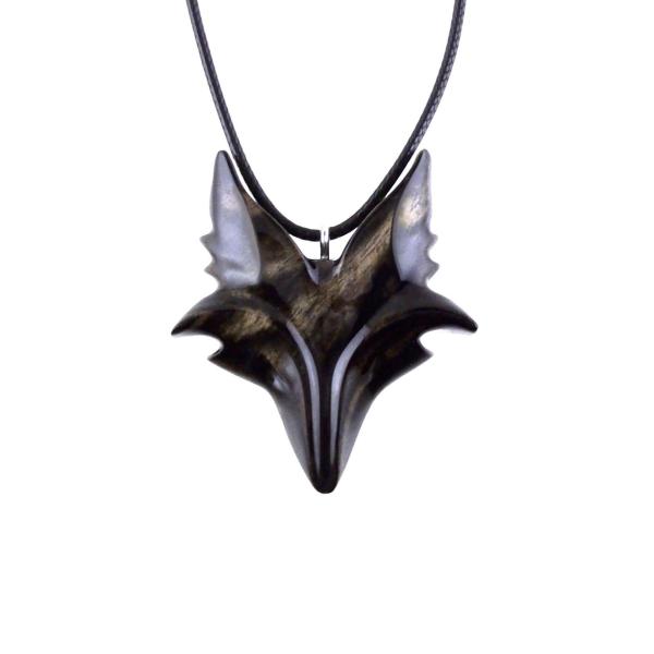 Celtic Fox Necklace, Hand Carved Wooden Fox Pendant for Men or Women, Totem Spirit Animal Gift for Him or Her, Wood Jewelry