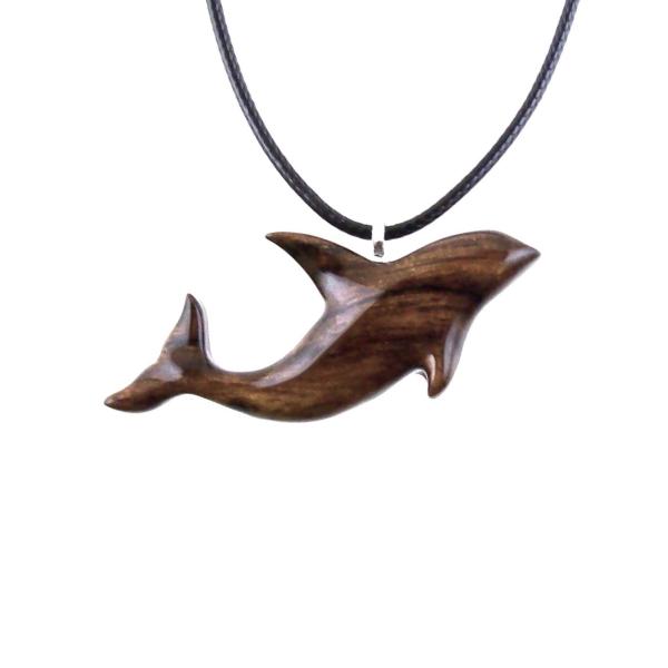 Hand Carved Orca Pendant, Wooden Whale Necklace, Sea Animal Pendant, Nautical Necklace for Men or Women, Wood Jewelry