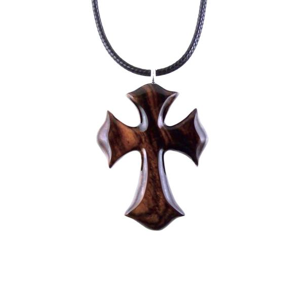Wooden Cross Necklace, Wood Cross Pendant, Hand Carved Mens Christian Jewelry, One of a Kind Gift for Him