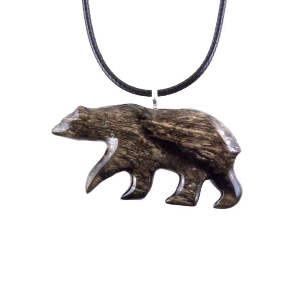 Polar Bear Necklace, Hand Carved Wooden Bear Pendant for Men or Women, Totem Spirit Animal, Wood Jewelry, One of a Kind Gift for Him Her