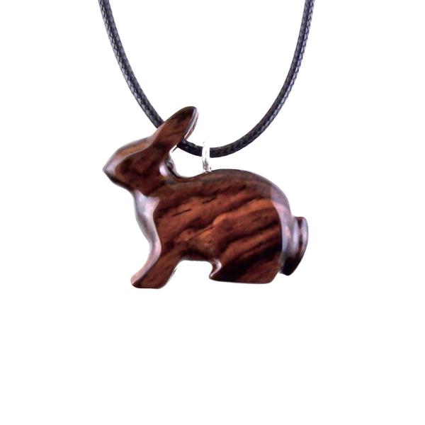 Wooden Rabbit Pendant, Bunny Necklace, Hand Carved Wood Animal Pendant, Spirit Animal Totem Pet Jewelry