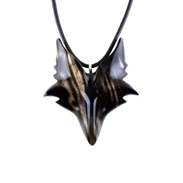 Celtic Fox Necklace, Hand Carved Wooden Fox Pendant for Men or Women, Totem Spirit Animal Gift for Him or Her, Wood Jewelry