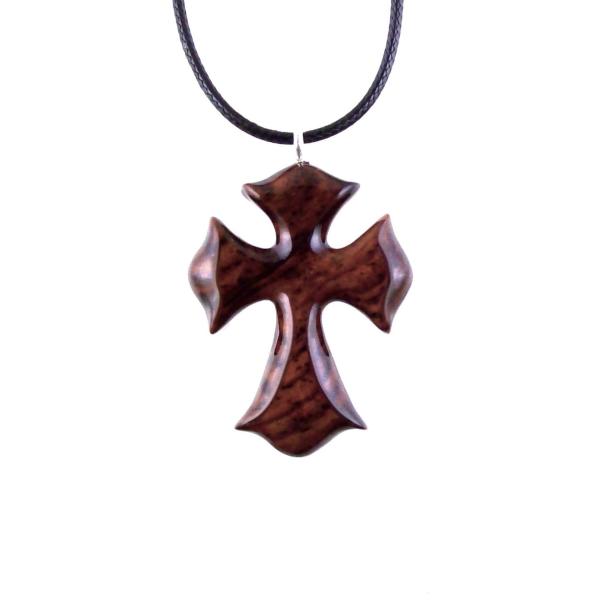 Wooden Cross Necklace, Wood Cross Pendant, Hand Carved Mens Christian Jewelry, One of a Kind Gift for Him