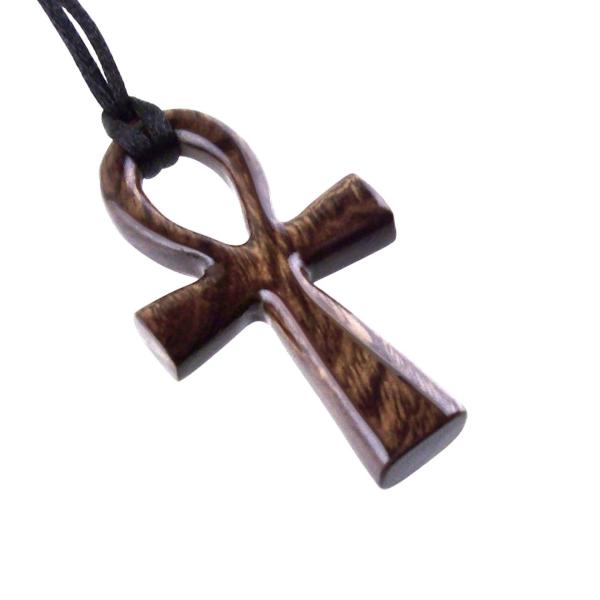 Large Ankh Pendant, Wood Egyptian Ankh Necklace, Wooden Cross Ankh Pendant, Mens African Jewelry, Gift for Him