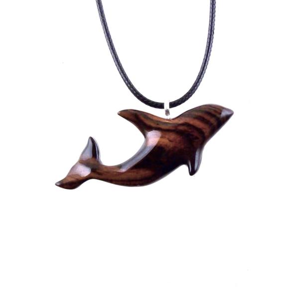 Orca Necklace, Hand Carved Killer Whale Pendant for Men or Women, Wooden Sea Animal, Nautical Wood Jewelry, One of a Kind  Gift for Him Her
