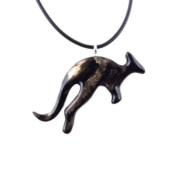 Hand Carved Kangaroo Pendant Necklace - Wooden Totem Spirit Animal Jewelry Gift for Men and Women