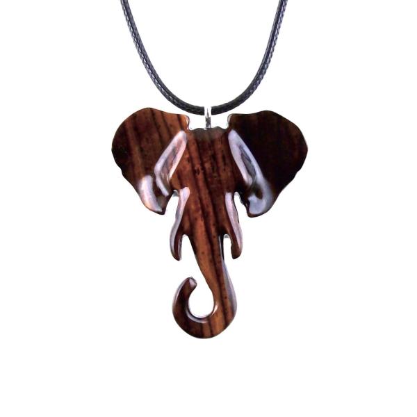 Elephant Necklace, Wooden Elephant Pendant for Men or Women, Hand Carved Spiritual Animal Necklace, Wood Jewelry for Men Women