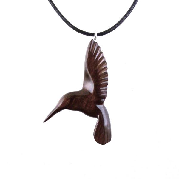 Hummingbird Pendant, Hand Carved Wooden Bird Necklace, One of a Kind Gift for Her, Handmade Wood Jewelry