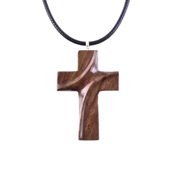Wooden Cross Necklace, Hand Carved Wood Cross Pendant for Men or Women, Christian Jewelry Gift for Him or Her