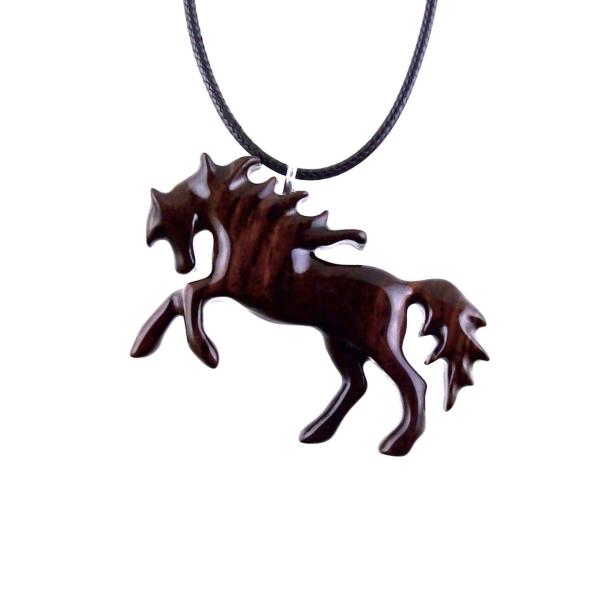 Horse Necklace, Hand Carved Wooden Horse Pendant, One of a Kind Handmade Animal Wood Jewelry