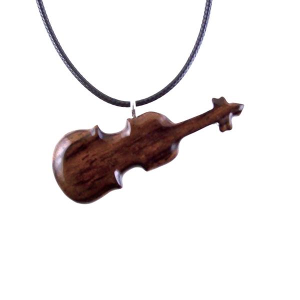 Violin Necklace, Hand Carved Wooden Violin Pendant, Music Instrument Wood Jewelry, One of a Kind Violonist Gift