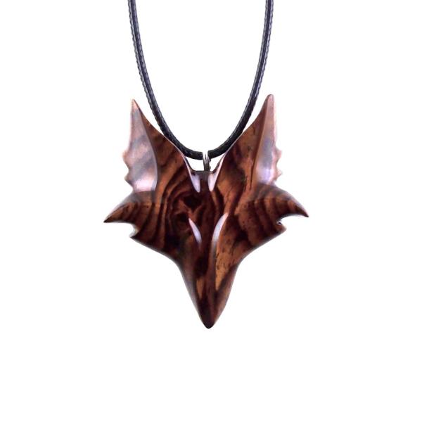 Hand Carved Wooden Fox Pendant, Celtic Fox Necklace for Men or Women, Totem Spirit Animal, Woodland Jewelry Gift for Her or Him