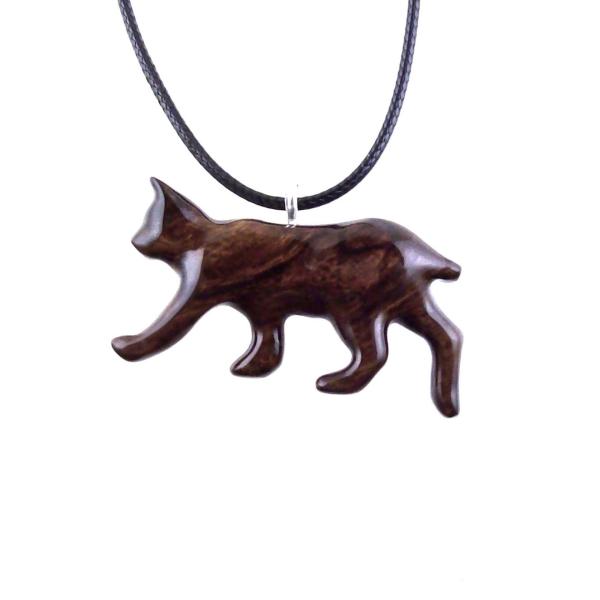 Wooden Bobcat Pendant, Bobcat Necklace, Hand Carved Lynx Necklace, Wood Wildcat Necklace, Totem Spirit Animal Jewelry for Men or Women