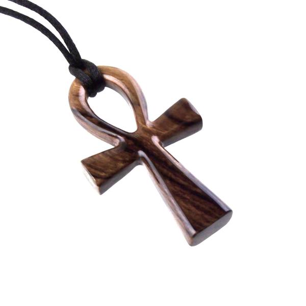Large Ankh Pendant, Wood Egyptian Ankh Necklace, Wooden Cross Ankh Pendant, Mens African Jewelry, Gift for Him