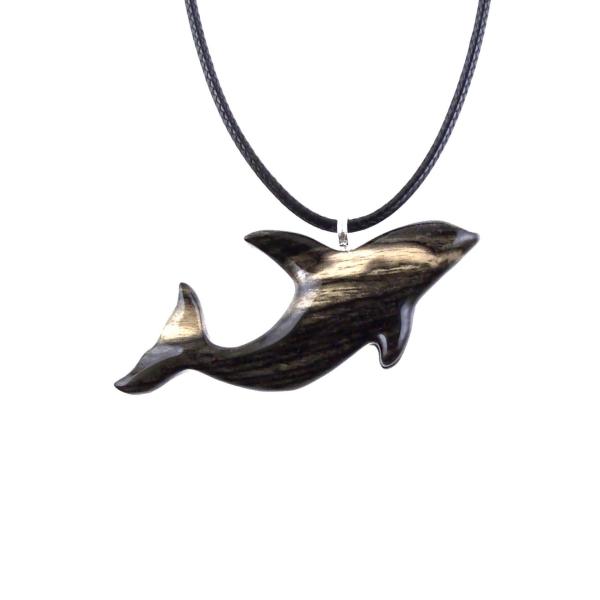 Hand Carved Orca Pendant, Wooden Killer Whale Necklace for Men or Women, Sea Animal, Nautical Beach Wood Jewelry