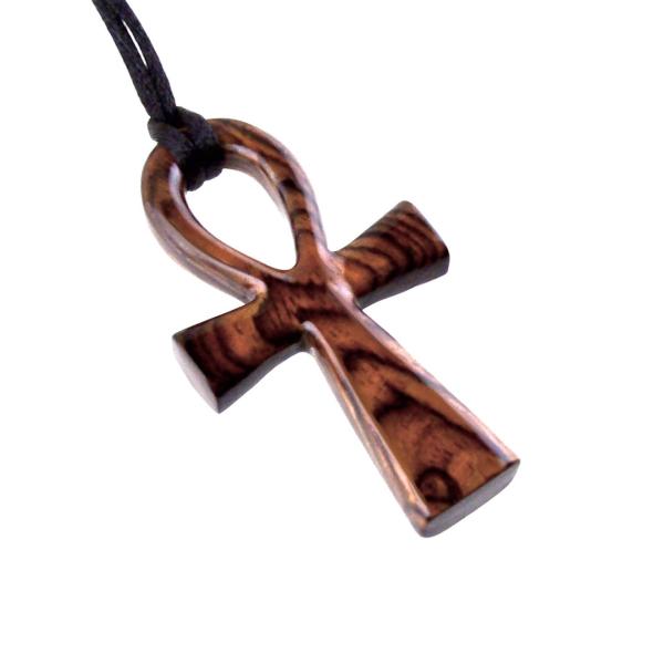 Large Ankh Pendant, Mens Wood Ankh Necklace, Wooden Egyptian Cross Ankh Pendant, African Jewelry