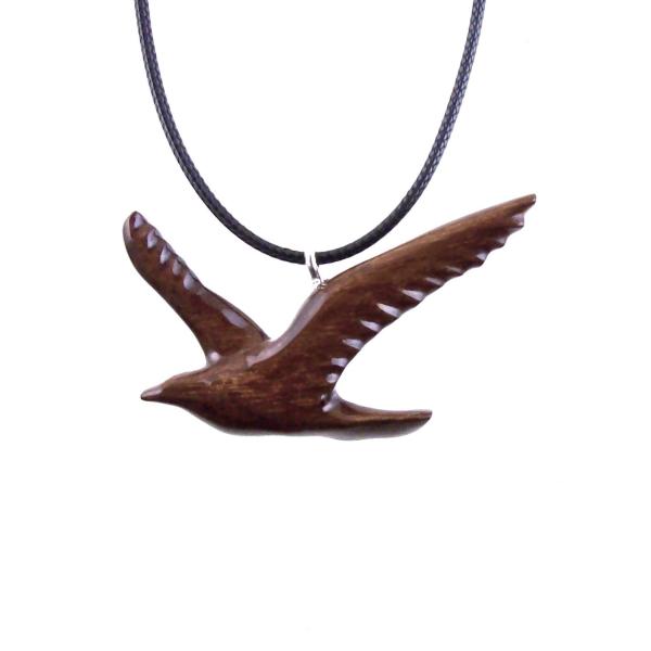 Hand Carved Wooden Bird Pendant, Seagull Necklace, Wood Jewelry, One of a Kind Gift