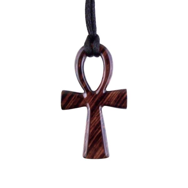 Wooden Ankh Pendant, Hand Carved Egyptian Ankh Cross Necklace for Men or Women, African Wood Jewelry Gift for Him Her