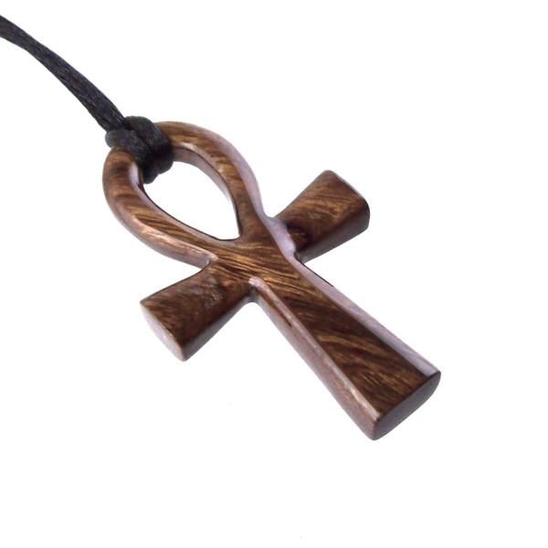 Large Ankh Pendant, Wood Egyptian Ankh Necklace, Wooden Cross Ankh Pendant, Mens African Jewelry, Gift for Him
