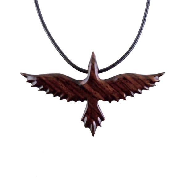 Hand Carved Raven Necklace, Wooden Crow Pendant, Wood Bird Pendant, Raven Totem Jewelry for Men or Women