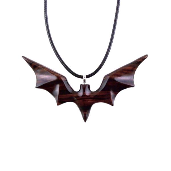 Hand Carved Bat Necklace, Wooden Bat Pendant, Totem Spirit Animal Handmade Wood Jewelry for Men Women
