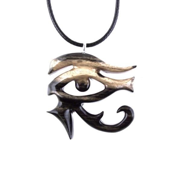 Eye of Horus Necklace, Hand Carved Wooden Eye of Horus Pendant, Eye of Ra Egyptian Amulet for Men or Women