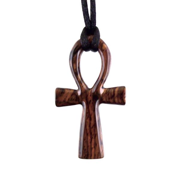 Wooden Ankh Pendant, Hand Carved Egyptian Ankh Cross Necklace for Men or Women, African Wood Jewelry Gift for Him Her