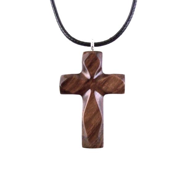 Handmade Wooden Cross Necklace for Men Women, Wood Cross Pendant, Hand Carved Christian Jewelry, One of a Kind Gift for Him Her