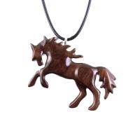 Hand Carved Horse Necklace, Wooden Horse Pendant, Wood Animal Equine Jewelry for Men Women