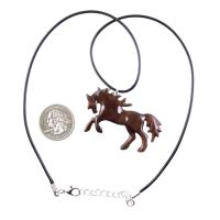 Hand Carved Horse Necklace, Wooden Horse Pendant, Wood Animal Equine Jewelry for Men Women