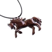 Hand Carved Horse Necklace, Wooden Horse Pendant, Wood Animal Equine Jewelry for Men Women