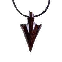 Hand Carved Wooden Arrowhead Necklace, Arrow Pendant, Mens Wood Necklace, Handmade Tribal Jewelry