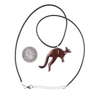 Hand Carved Wood Kangaroo Necklace, Wooden Kangaroo Pendant, Spirit Animal Jewelry