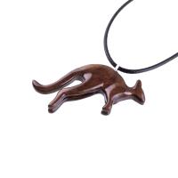 Hand Carved Wood Kangaroo Necklace, Wooden Kangaroo Pendant, Spirit Animal Jewelry