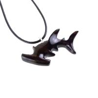 Hammerhead Shark Necklace, Hand Carved Wooden Shark Pendant, Nautical Wood Jewelry for Men Women