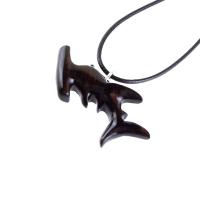 Hammerhead Shark Necklace, Hand Carved Wooden Shark Pendant, Nautical Wood Jewelry for Men Women