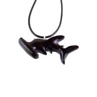 Hammerhead Shark Necklace, Hand Carved Wooden Shark Pendant, Nautical Wood Jewelry for Men Women