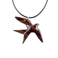 Hand Carved Swallow Necklace, Wooden Bird Pendant, Hope and Love Symbol 5th Anniversary Wood Jewelry Gift