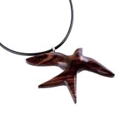 Hand Carved Swallow Necklace, Wooden Bird Pendant, Hope and Love Symbol 5th Anniversary Wood Jewelry Gift