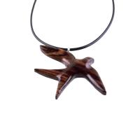 Hand Carved Swallow Necklace, Wooden Bird Pendant, Hope and Love Symbol 5th Anniversary Wood Jewelry Gift
