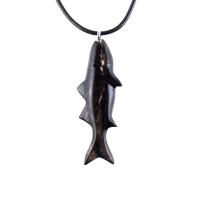 Striped Bass Pendant, Hand Carved Fish Necklace, Wooden Fishermen Jewelry, Mens Wood Necklace, One of a Kind Gift for Him